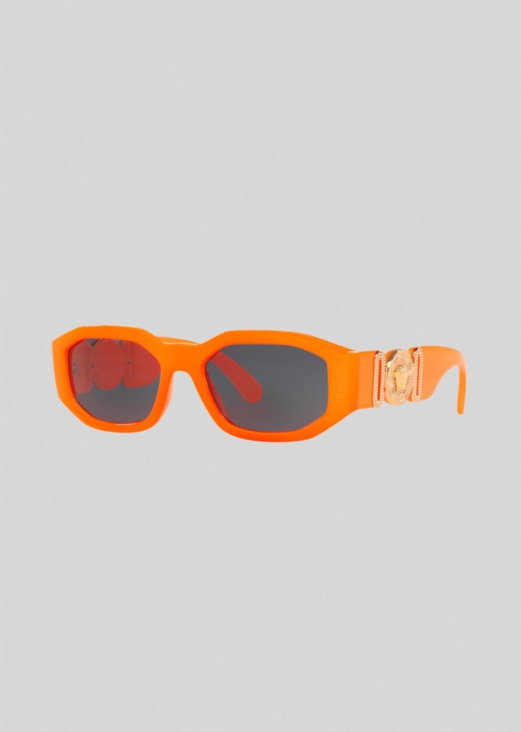 Okulary Słoneczne Damskie Versace Fluo Orange Medusa Biggie Pomarańczowe | PBH9FK3NZ
