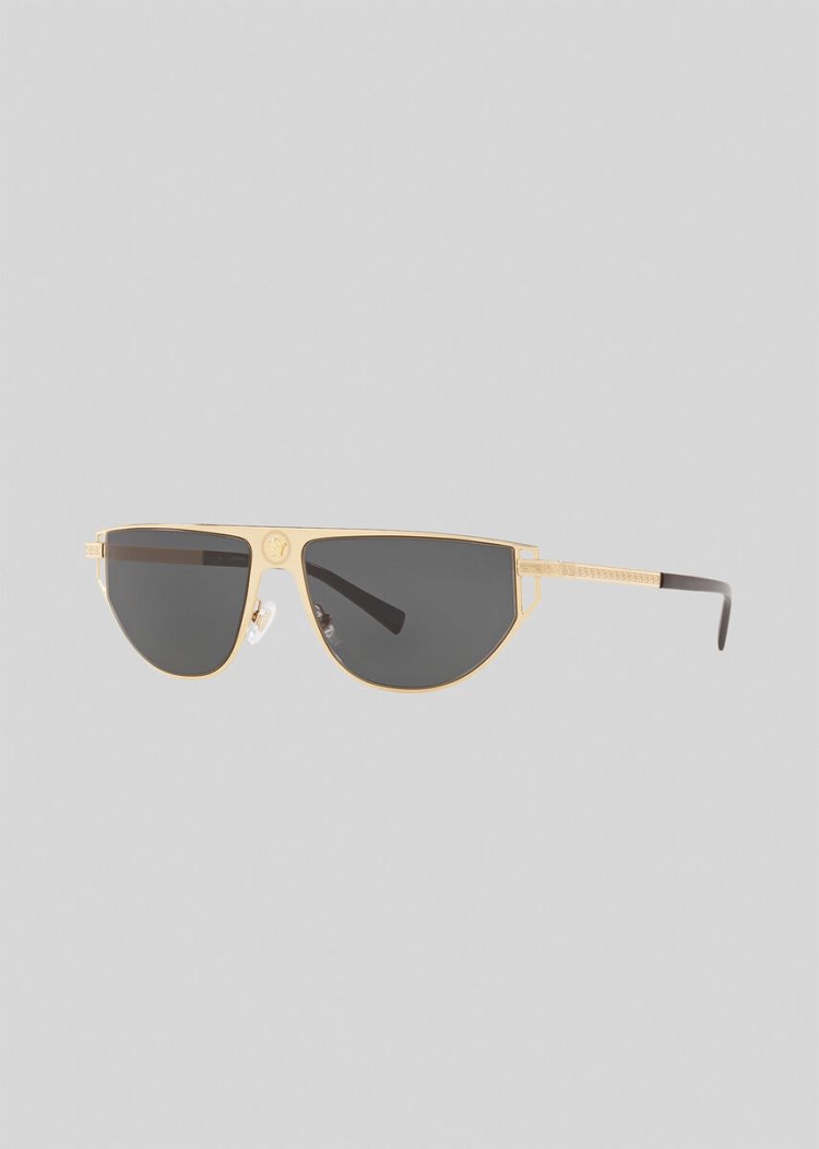 Okulary Słoneczne Damskie Versace Gold Grecamania Visor Złote | N5MMB6B4G