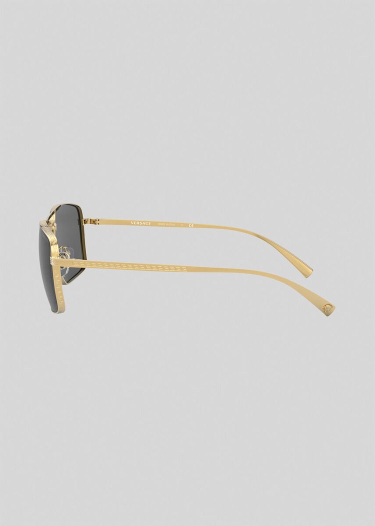 Okulary Słoneczne Damskie Versace Gold Greca Square Złote | Q0NZQ5SXL