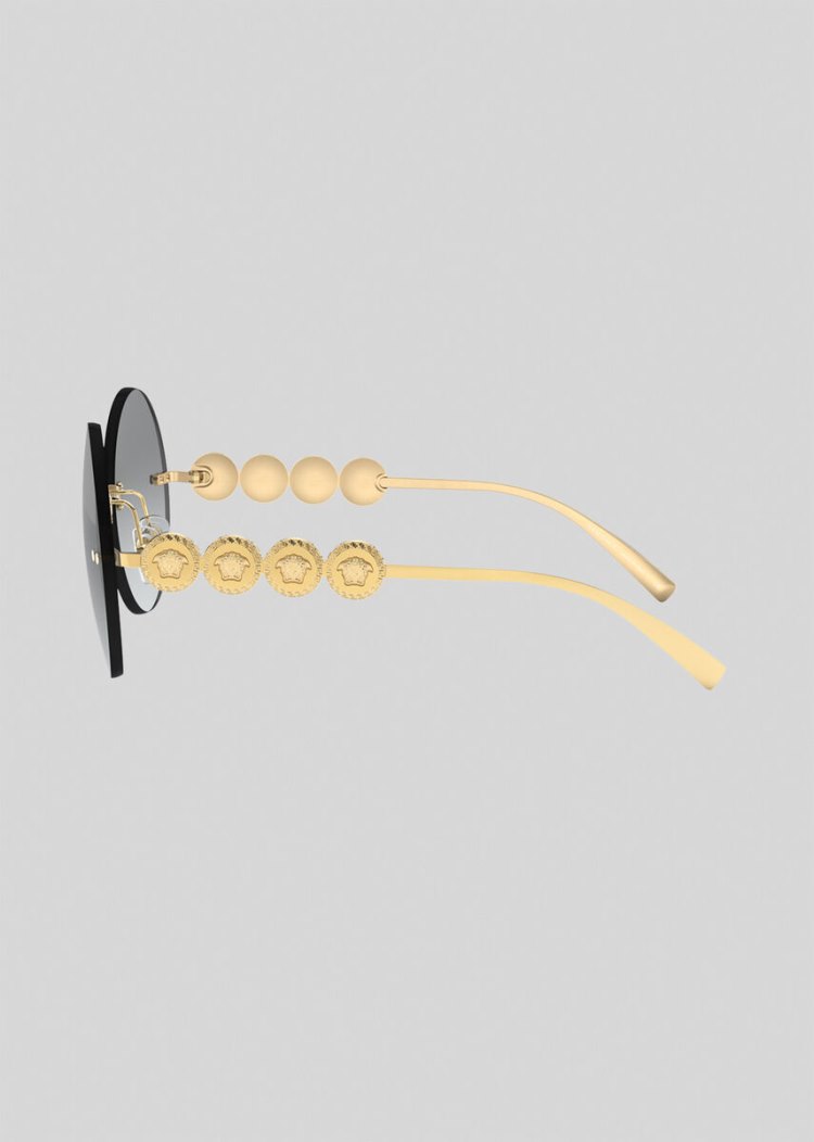 Okulary Słoneczne Damskie Versace Gold Signature Medusa Złote | JBVEJOJOJ