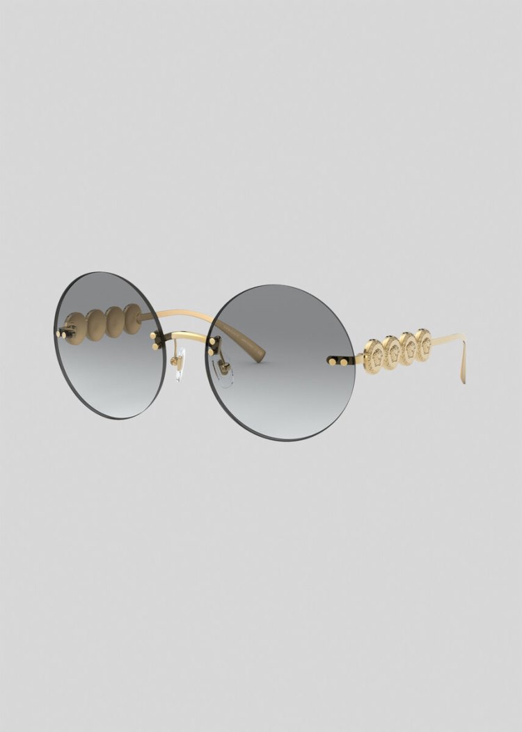 Okulary Słoneczne Damskie Versace Gold Signature Medusa Złote | JBVEJOJOJ