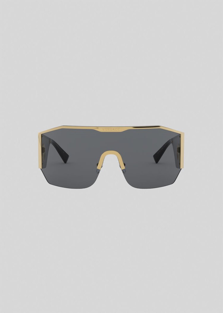 Okulary Słoneczne Damskie Versace Grey Medusa Halo Shield Szare | 72IXC1X6H