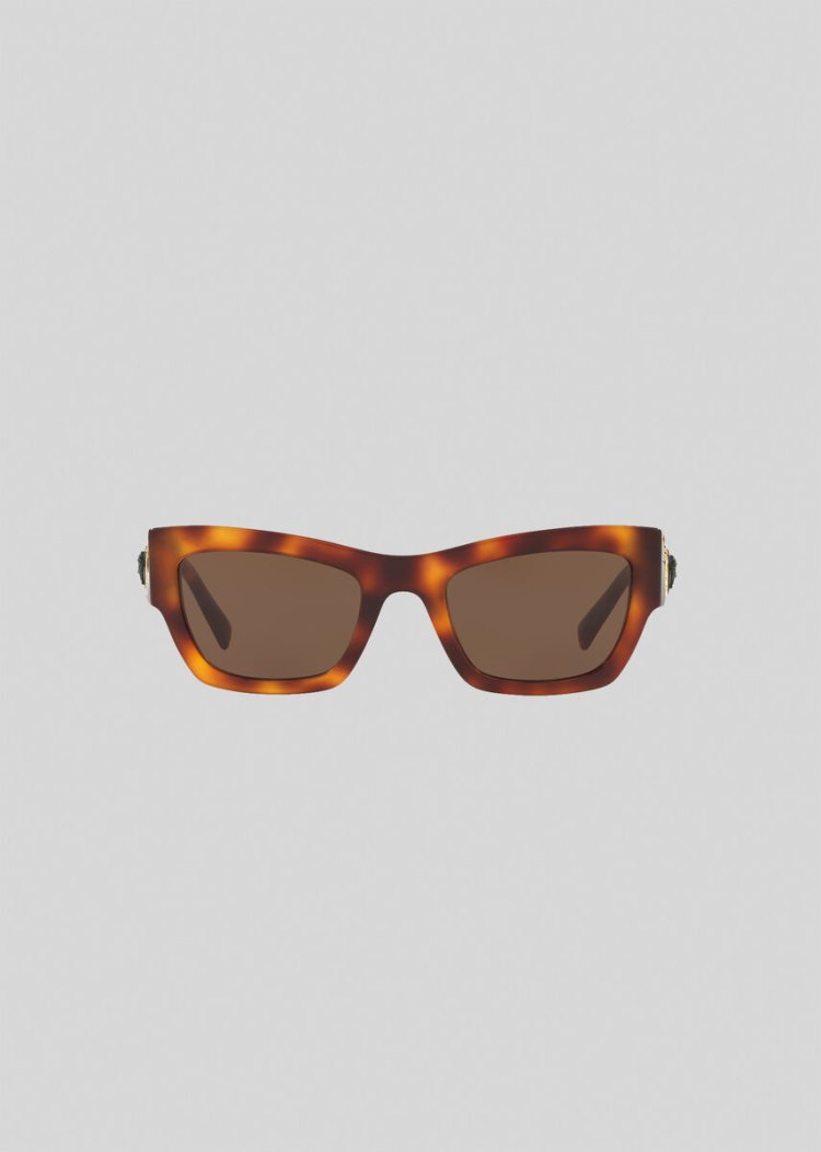 Okulary Słoneczne Damskie Versace Havana Medusa Ares Temple Stud Kawa | KVC38JRXX