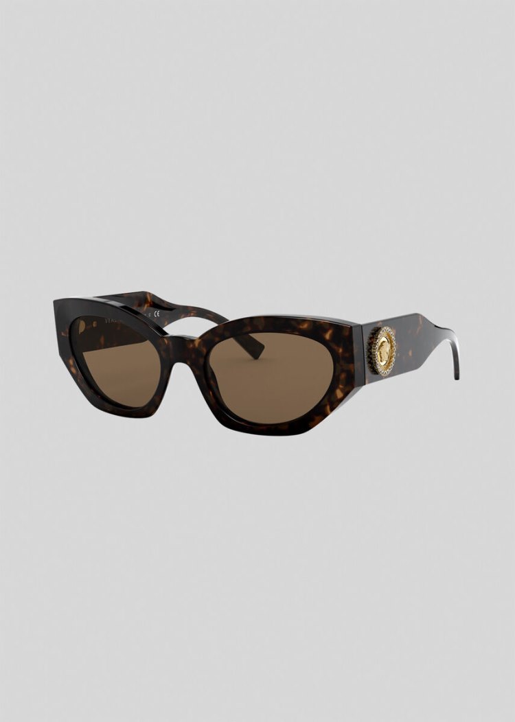 Okulary Słoneczne Damskie Versace Havana Medusa Crystal Kawa | MGRJUN65U