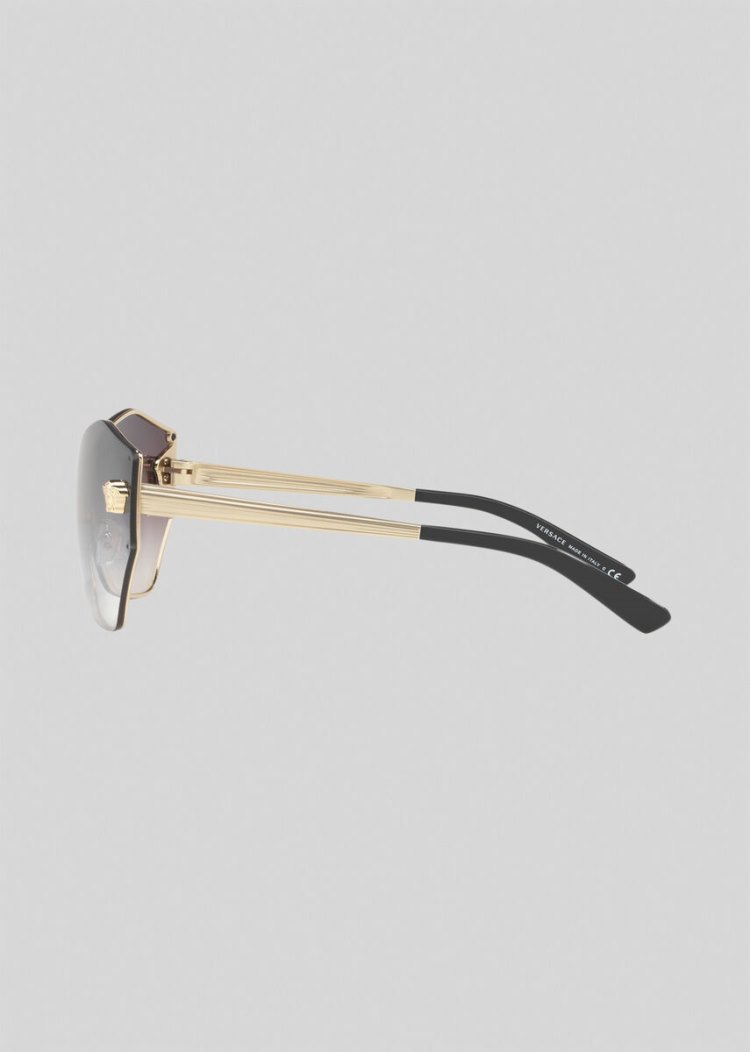 Okulary Słoneczne Damskie Versace Mirrored Grey Glam Medusa Shield Szare | 4BUZRWJIJ