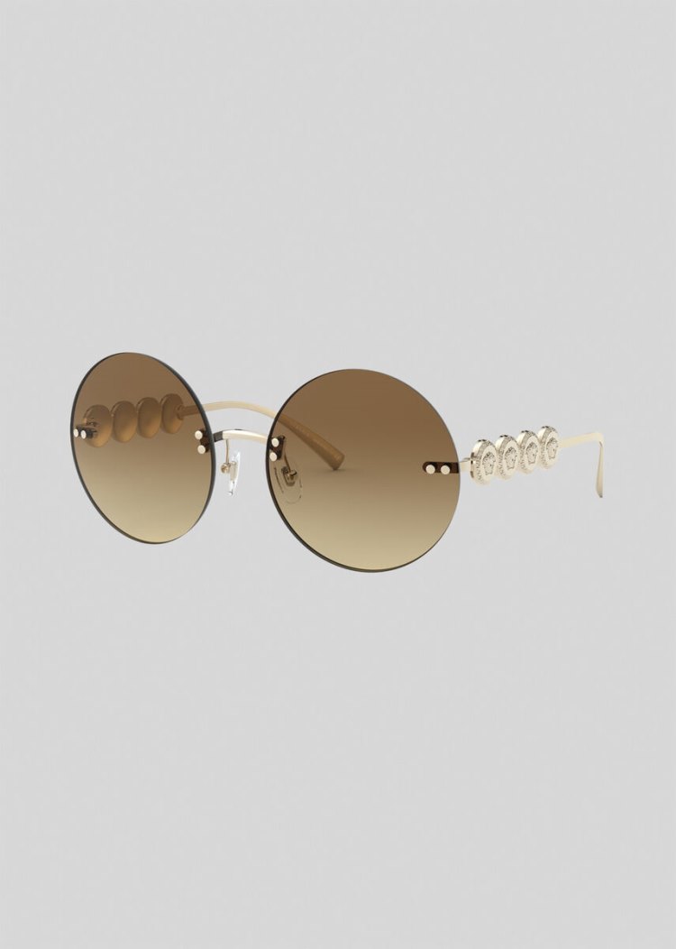 Okulary Słoneczne Damskie Versace Pale Gold Signature Medusa Złote | YFSHW5L5W