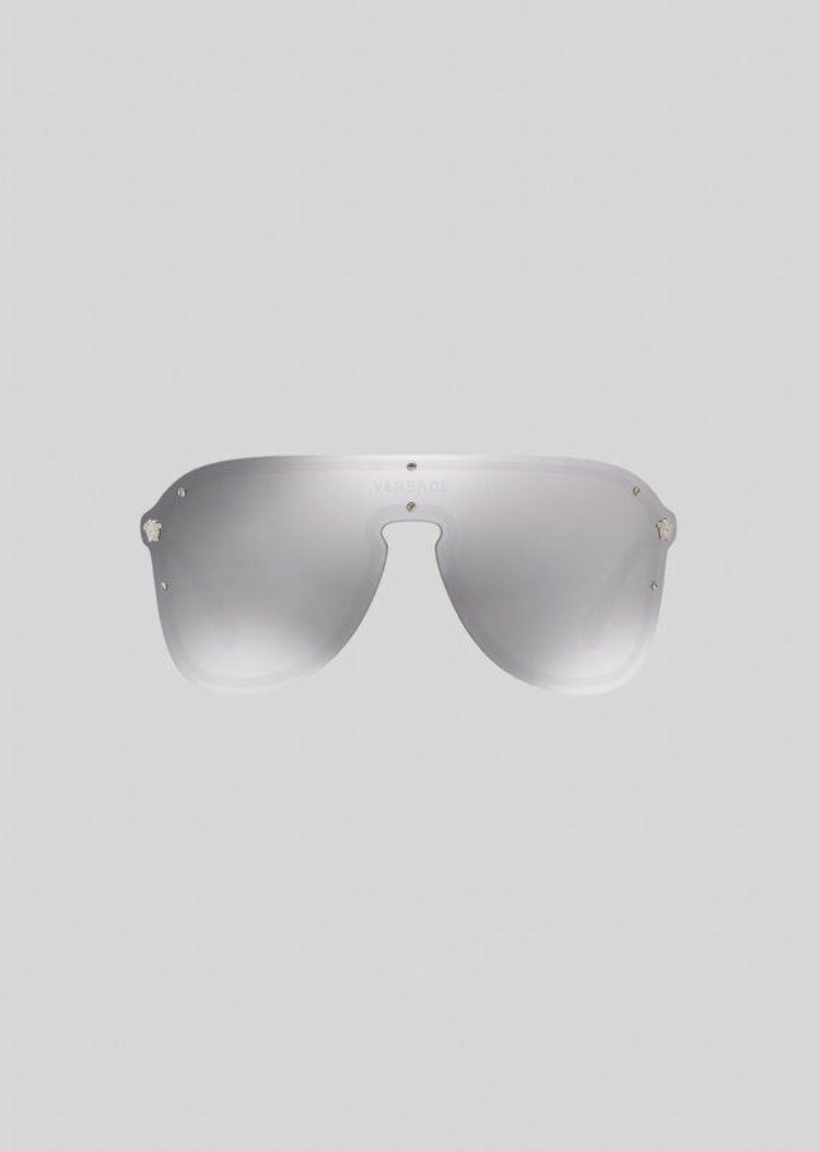 Okulary Słoneczne Damskie Versace Silver #Frenergy Visor Srebrne | 9HPDCURGV