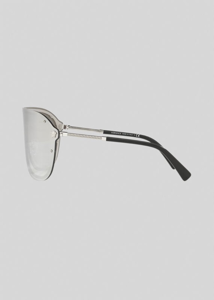 Okulary Słoneczne Damskie Versace Silver #Frenergy Visor Srebrne | 9HPDCURGV