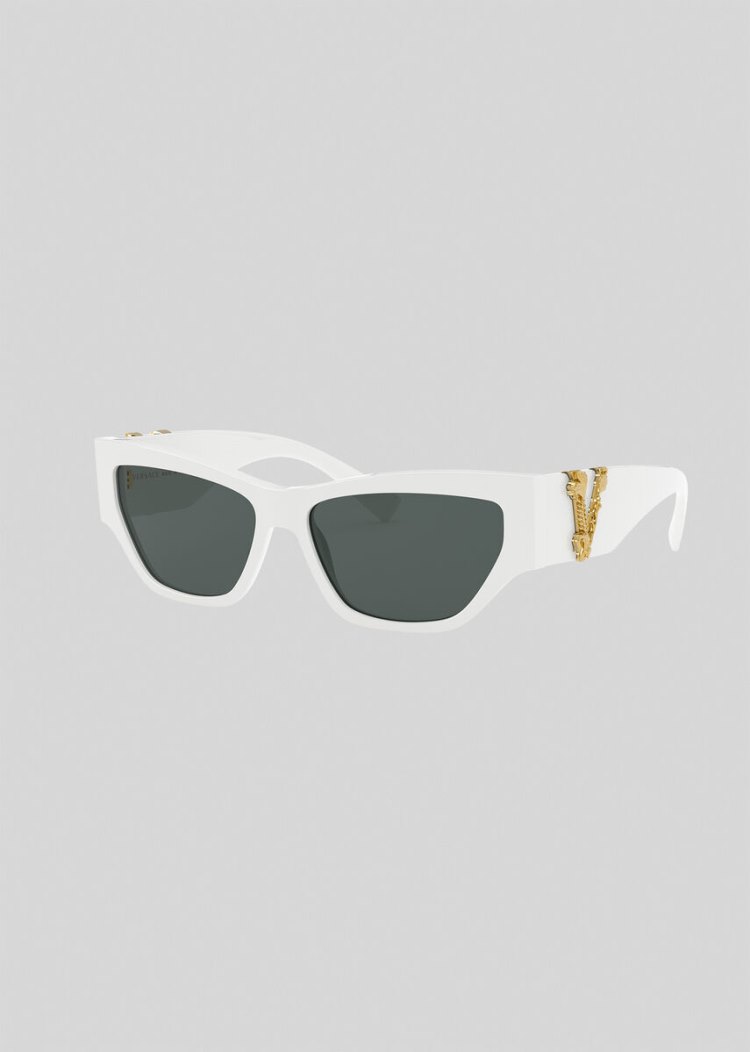 Okulary Słoneczne Damskie Versace White Virtus Cat-Eye Białe | 487TO3M3V