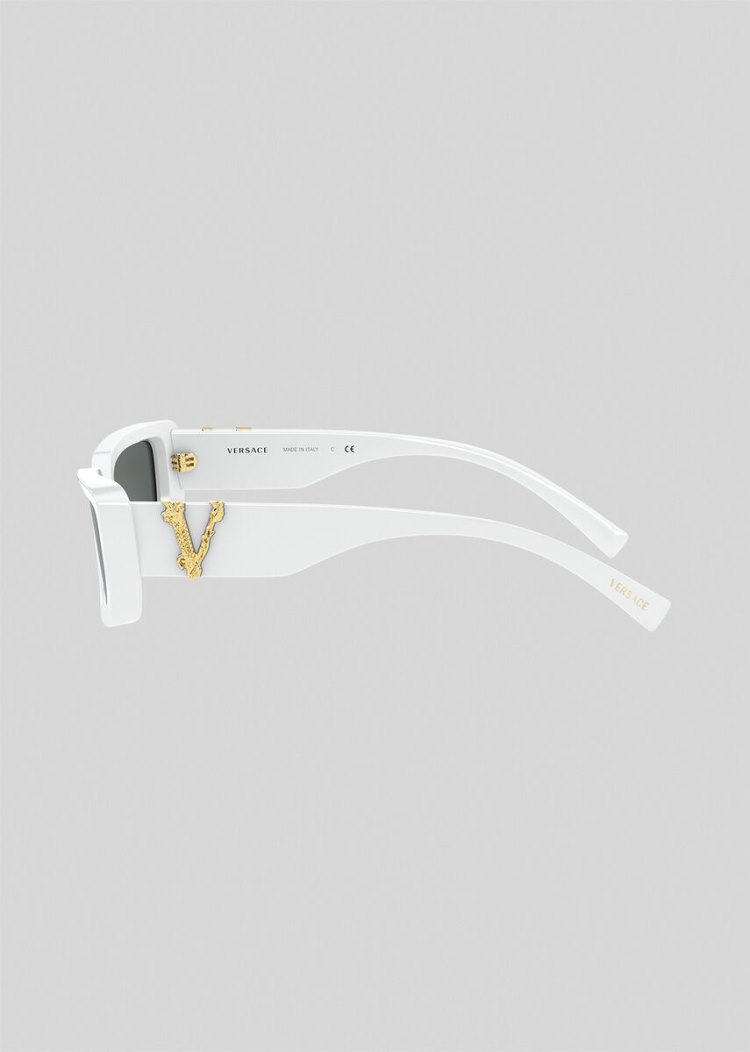 Okulary Słoneczne Damskie Versace White Virtus Rectangular Białe | 4H1A2OR61