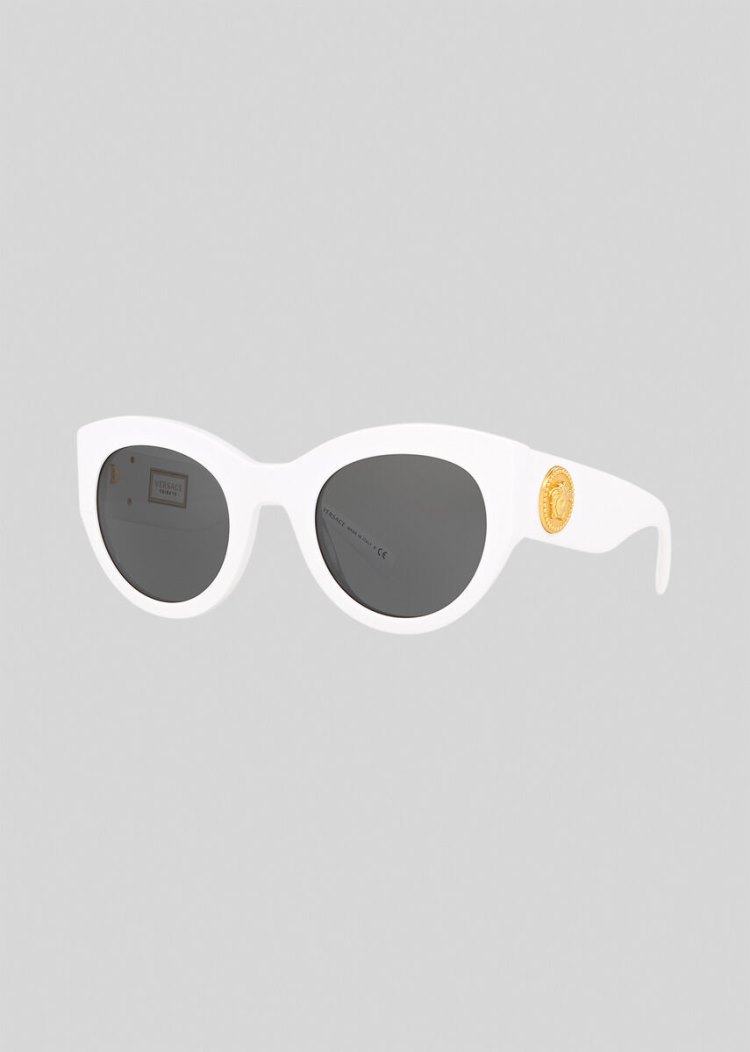 Okulary Słoneczne Damskie Versace White Tribute Białe | FLCLSWCZP