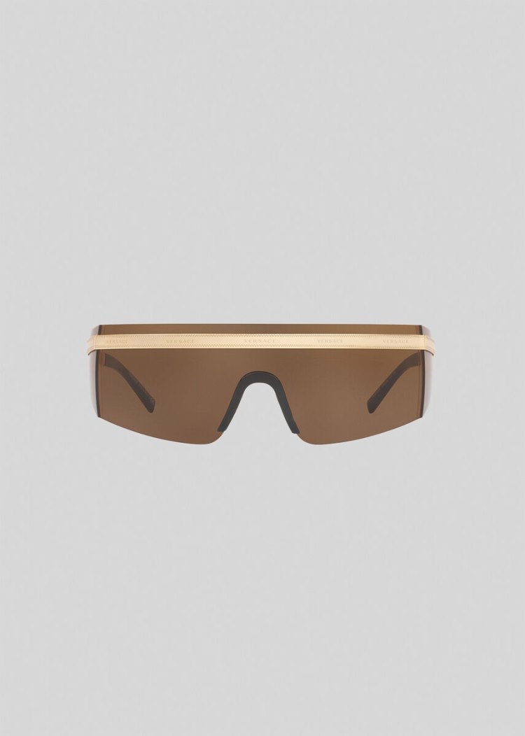 Okulary Słoneczne Męskie Versace Brown Logomania Visor Brązowe | HSW8CINDL
