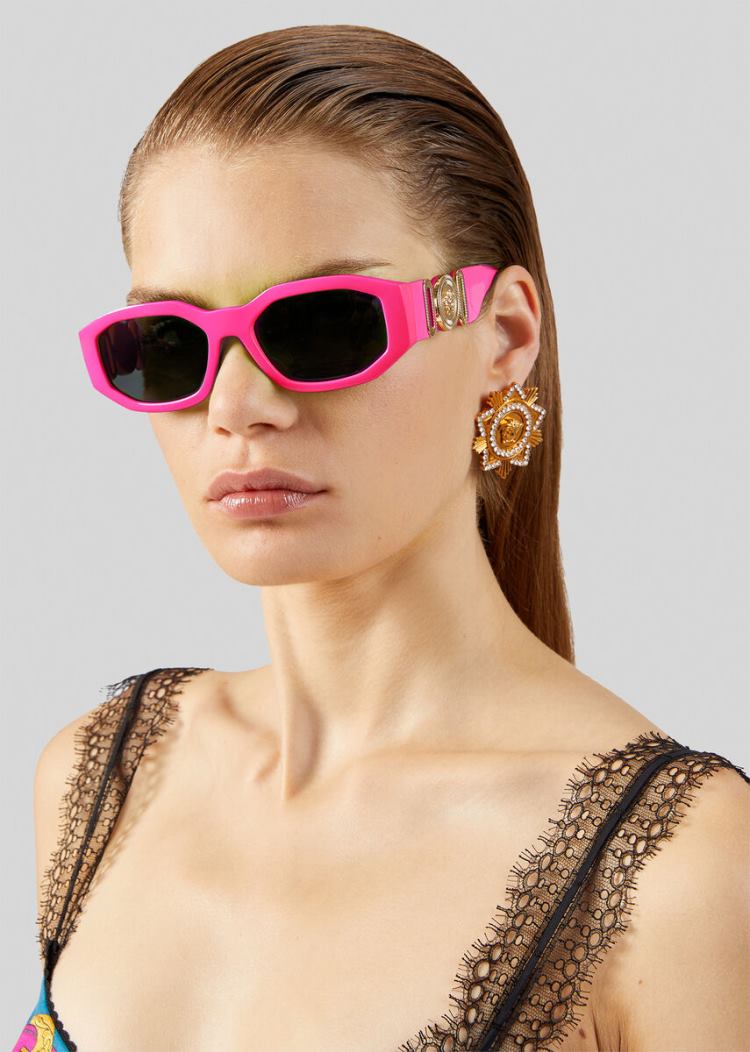 Okulary Słoneczne Męskie Versace Fluo Fuchsia Medusa Biggie Różowe | 9LQ4UEQIS