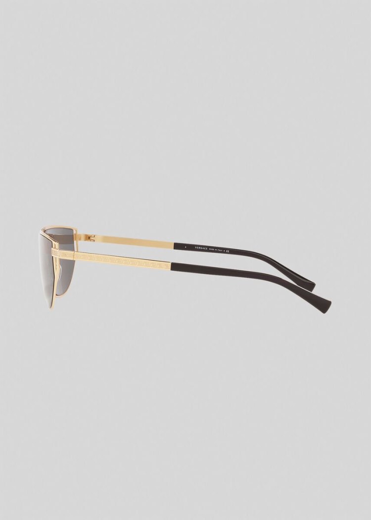 Okulary Słoneczne Męskie Versace Gold Grecamania Visor Złote | XO8ZJ2D5E