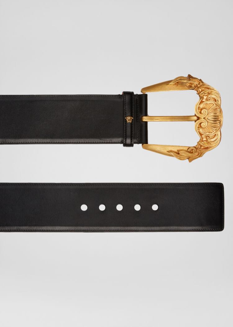 Paski Damskie Versace Barocco Klamry Stanem Belt Czarne | ARDQIJ70X