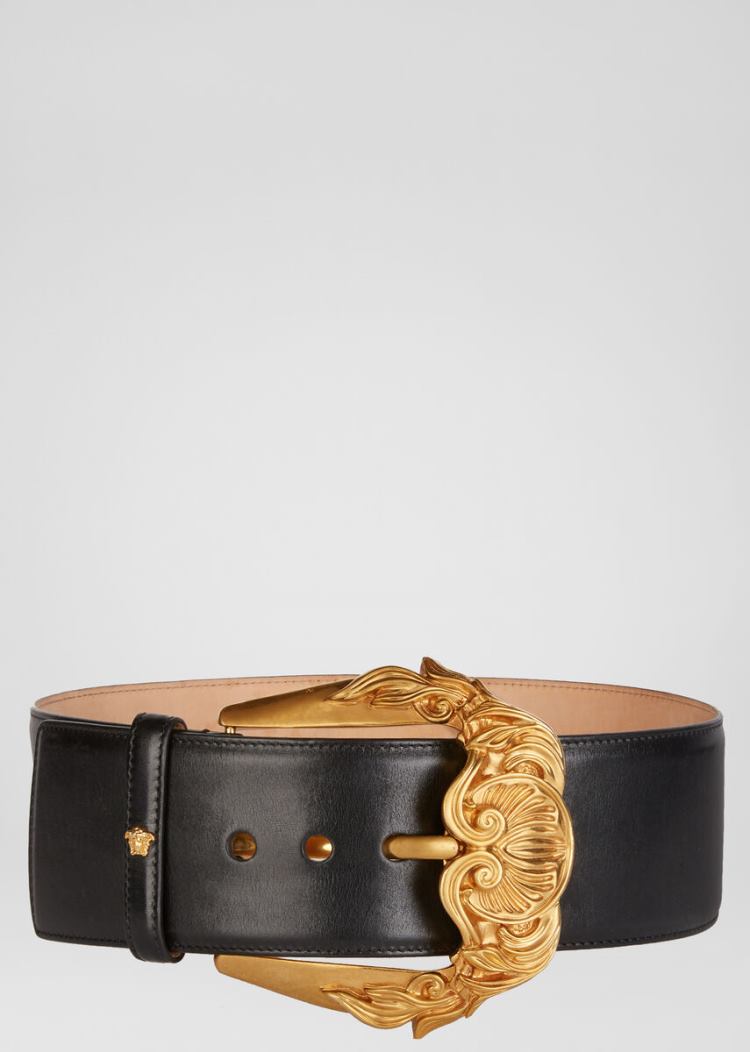 Paski Damskie Versace Barocco Klamry Stanem Belt Czarne | ARDQIJ70X