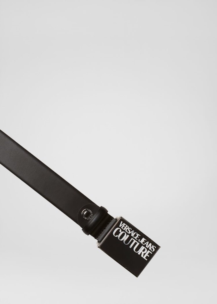 Paski Jeans Couture Versace Jeans Couture Square Klamry Logo Belt Czarne | 8NKWNM9WB