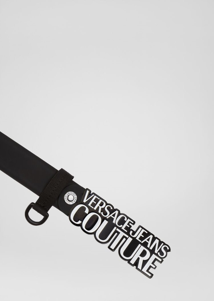 Paski Jeans Couture Versace Jeans Couture Logo Klamry Belt Czarne | E2LJOA9IV