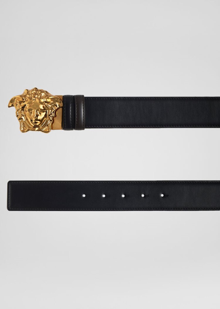 Paski Męskie Versace Reversible Medusa Skórzane Belt Czarne | G2ZQ59415