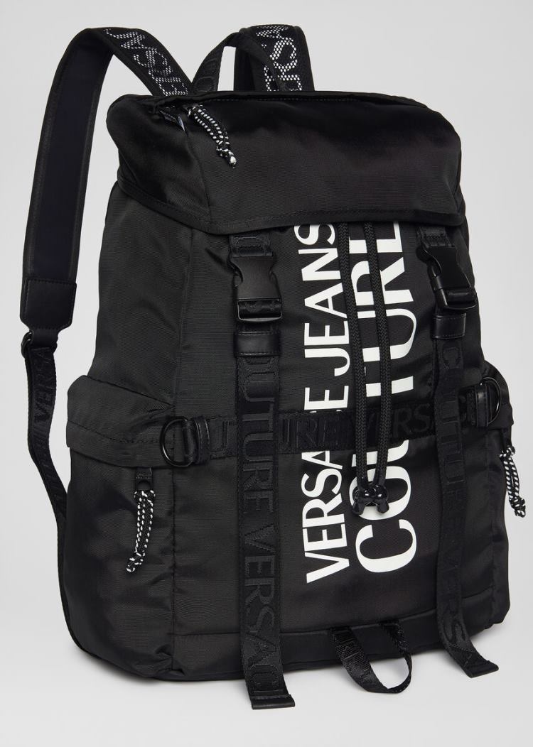 Plecaki Jeans Couture Versace Jeans Couture Logo Print Backpack Czarne | Q94BM7QTQ