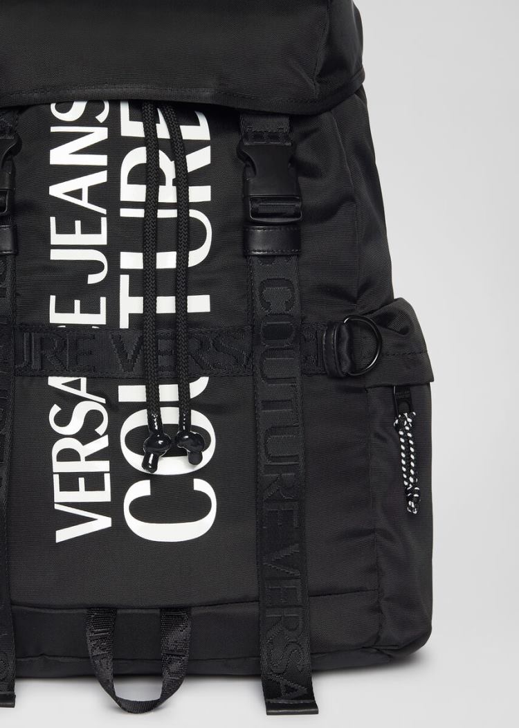 Plecaki Jeans Couture Versace Jeans Couture Logo Print Backpack Czarne | Q94BM7QTQ