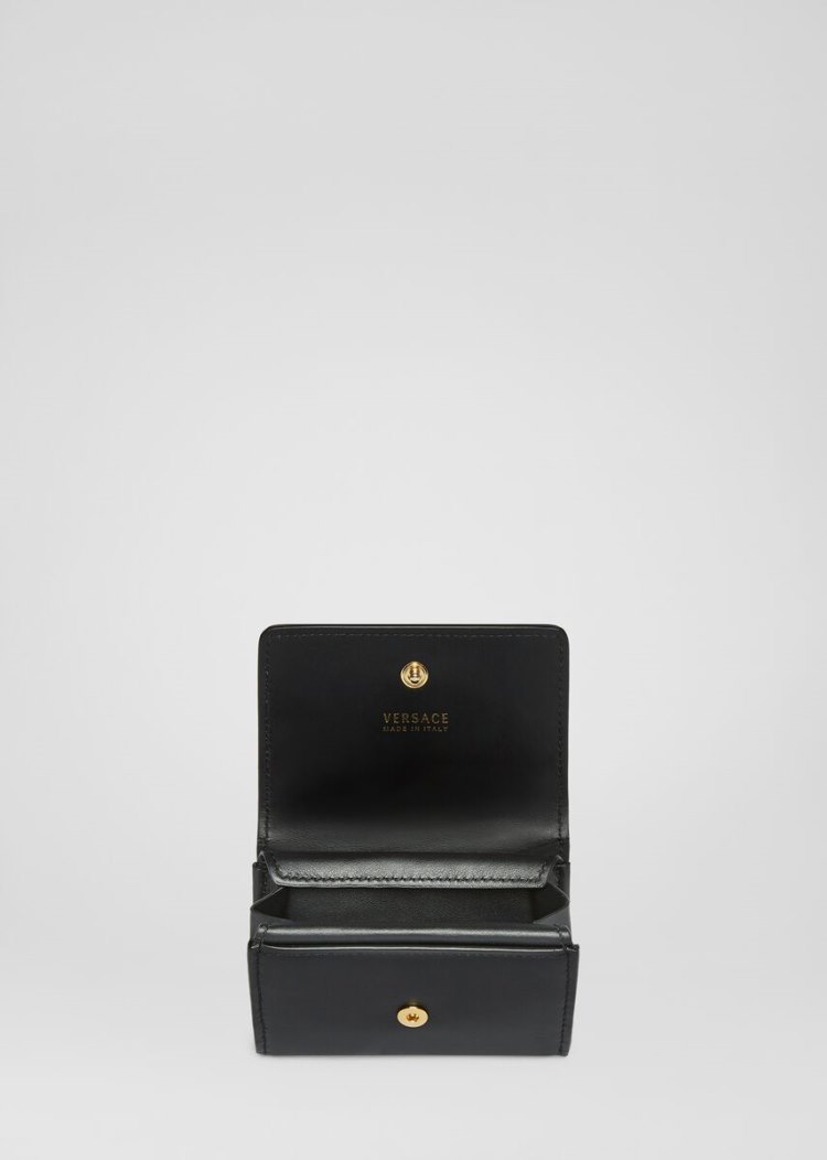 Portfele Damskie Versace Virtus Coin Purse Czarne | 4GWJ5X8N8