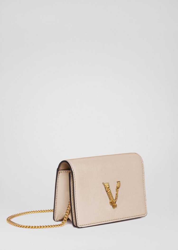 Portfele Damskie Versace Virtus Mini Chain Wallet Różowe | QPX0JERX8