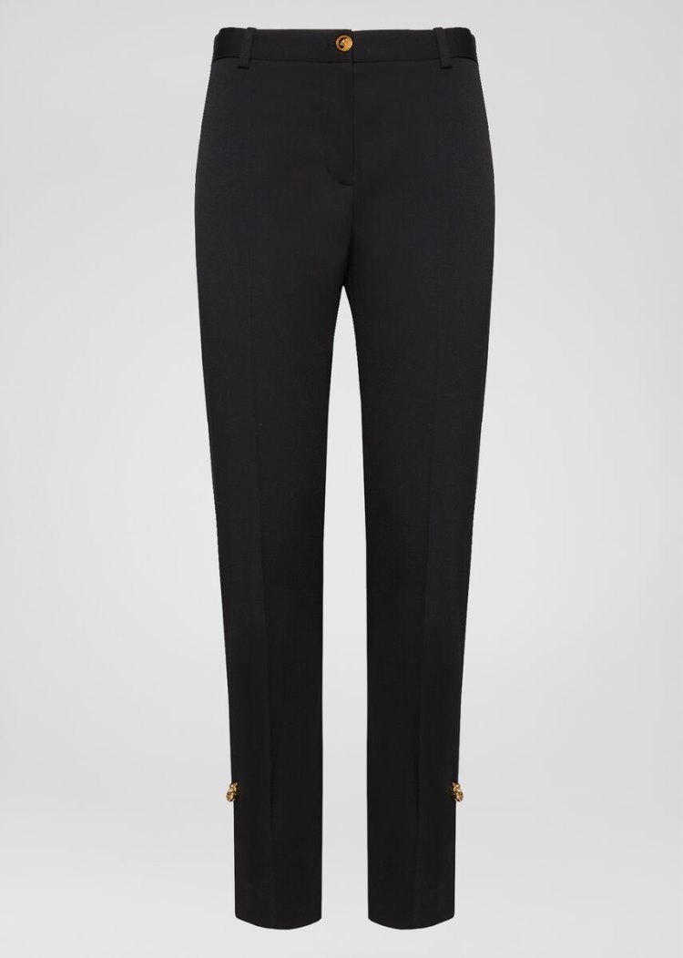 Portki Damskie Versace Wool Formal Trousers Czarne | KMDRU4HNM