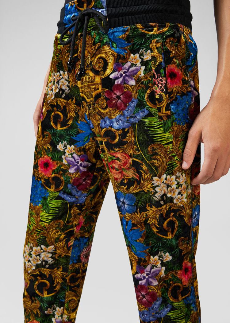 Portki Jeans Couture Versace Jeans Couture Tropical Baroque Print Velvet Trackpants Kolorowe | FQ385MF0J
