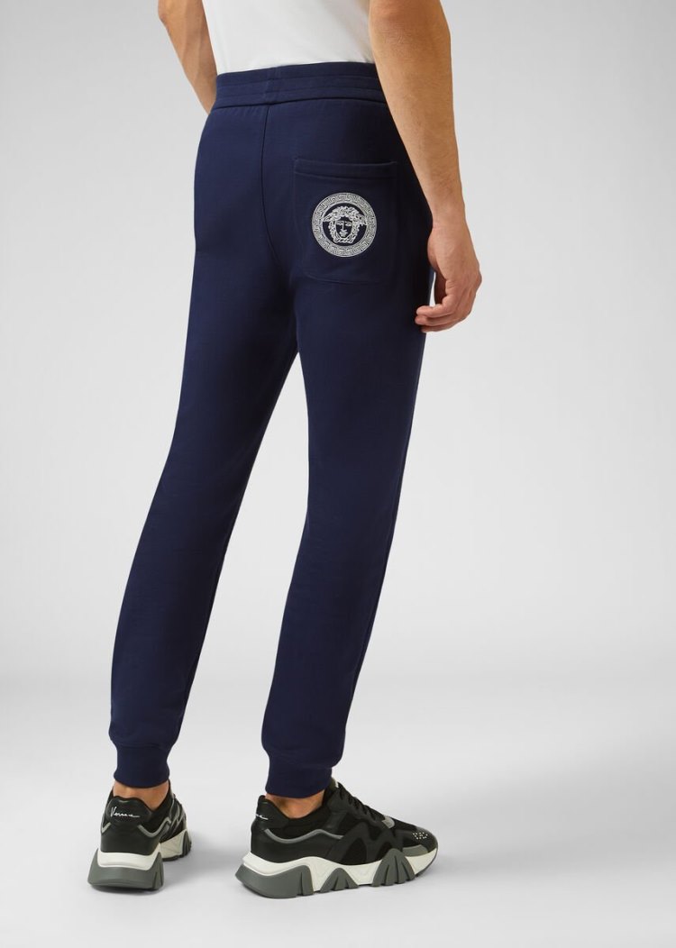 Portki Męskie Versace Embroidered Medusa Trackpants Niebieskie | 1TM2CSK85