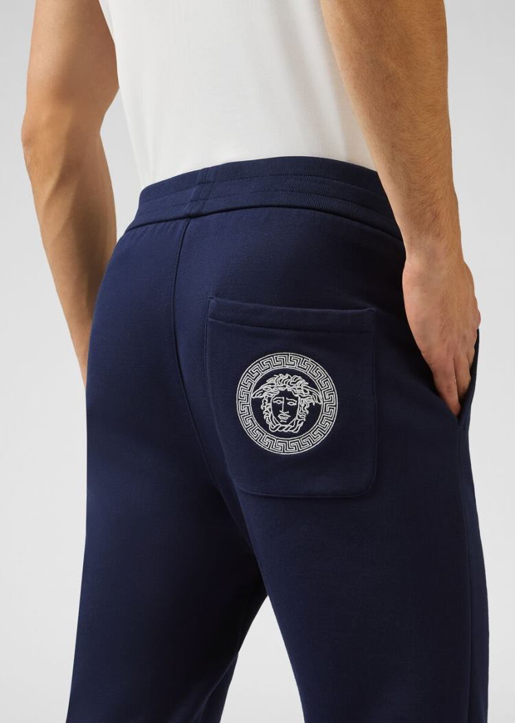 Portki Męskie Versace Embroidered Medusa Trackpants Niebieskie | 1TM2CSK85