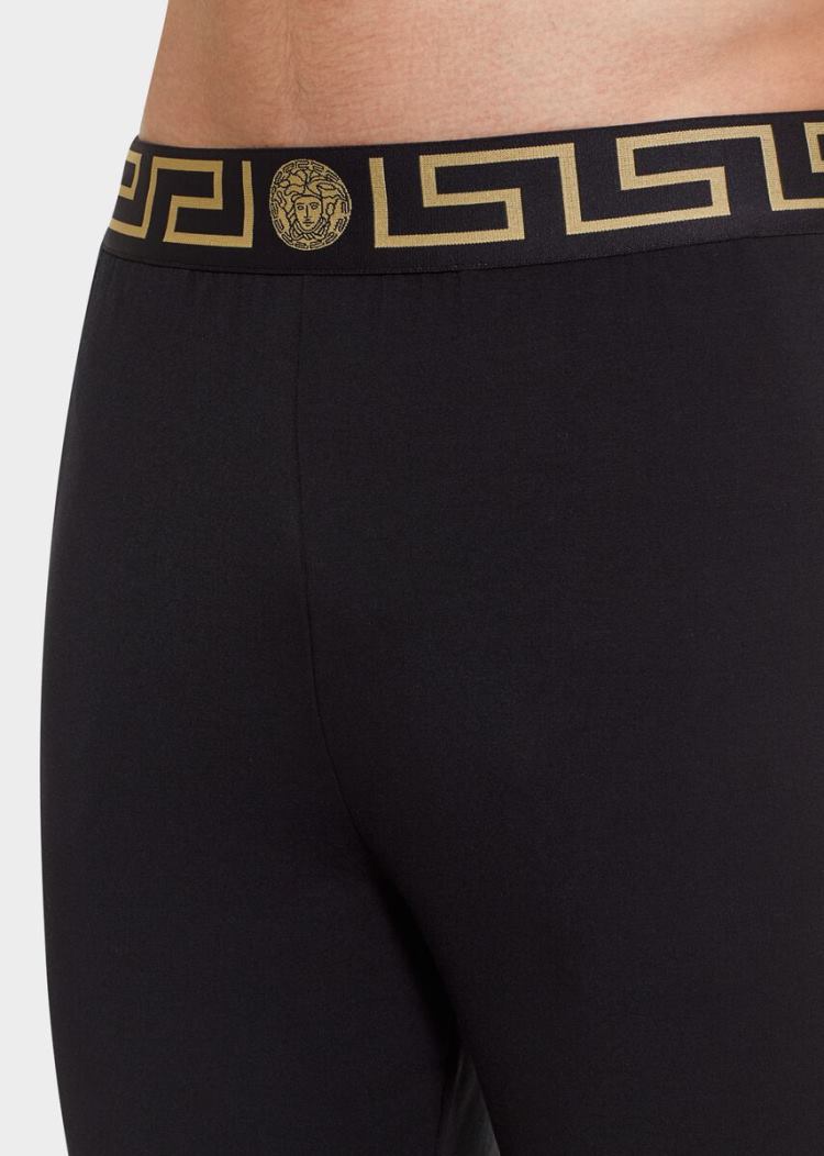 Portki Męskie Versace Greca Border Lounge Trousers Czarne | MLAARWG3W