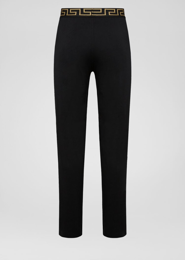 Portki Męskie Versace Greca Border Trousers Czarne | 9P3Y0LW4U