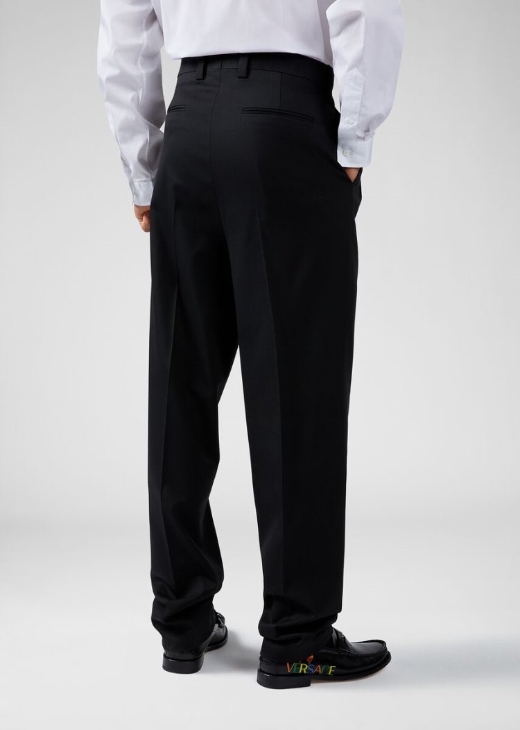 Portki Męskie Versace High Waisted Formal Trousers Czarne | WZGP6V0SK