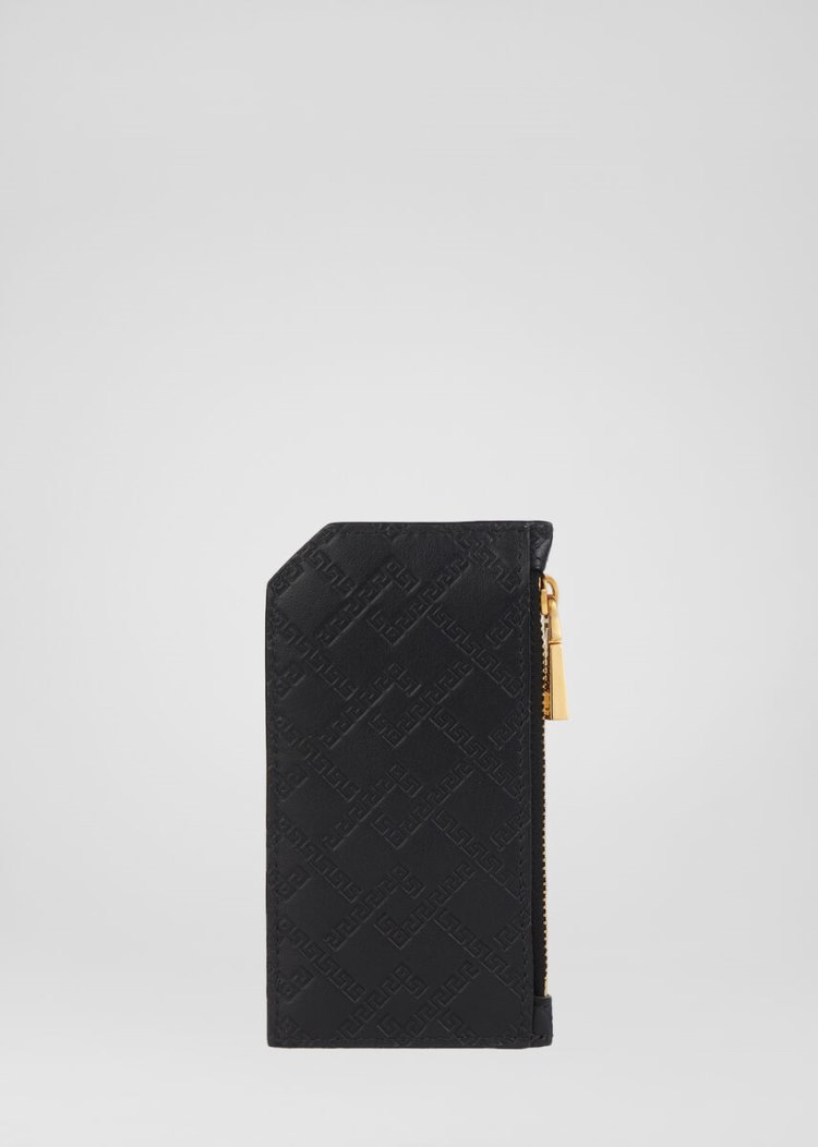 Posiadacz Karty Męskie Versace Embossed Greca Argyle Czarne | KQUC3LBOT