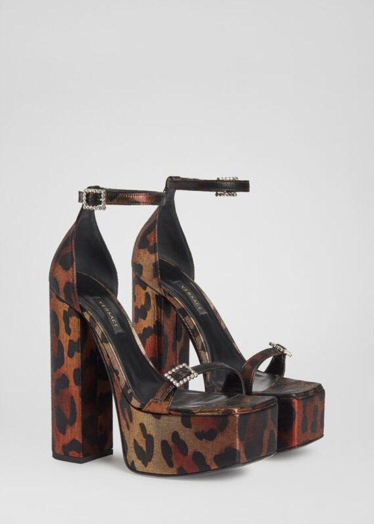 Sandały Damskie Versace Metallic Platformie Sandals Panterka | 0X5EBZ05C