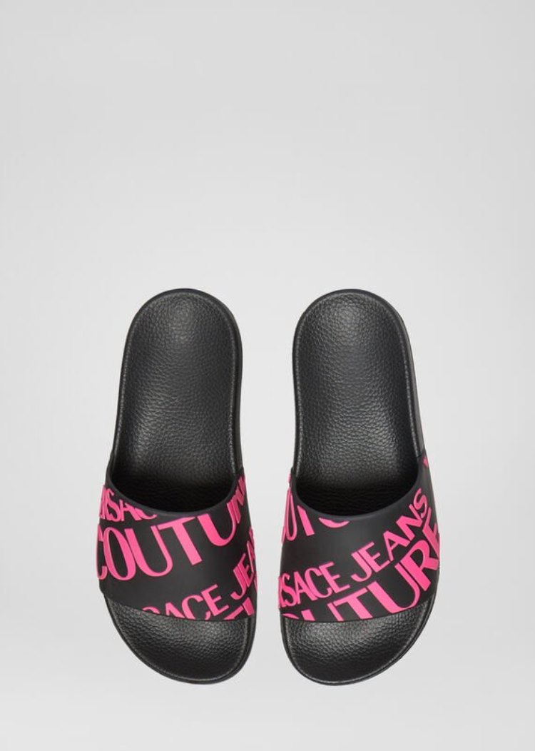 Sandały Jeans Couture Versace Jeans Couture Logo Allover Slides Różowe | MABUHICGY