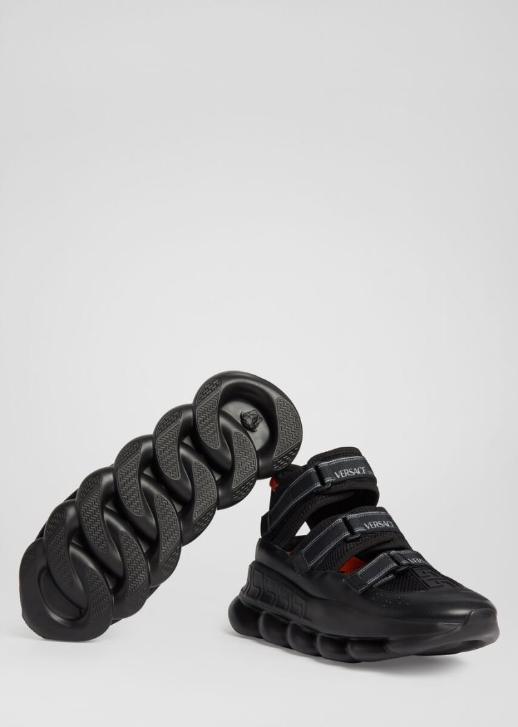 Sandały Męskie Versace Chain Reaction Sandals Czarne | 6D4E9J54I