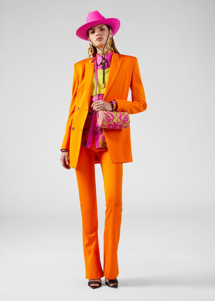 Spodnie Damskie Versace Flared Pants Pomarańczowe | KSGVFNS08