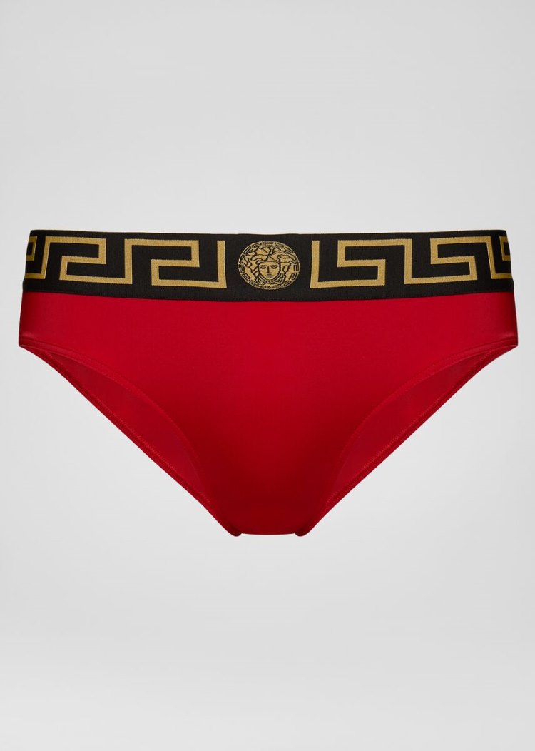 Stroje Kąpielowe Męskie Versace Swim briefs with Medusa and Greek Key Czerwone | JX3619HRT