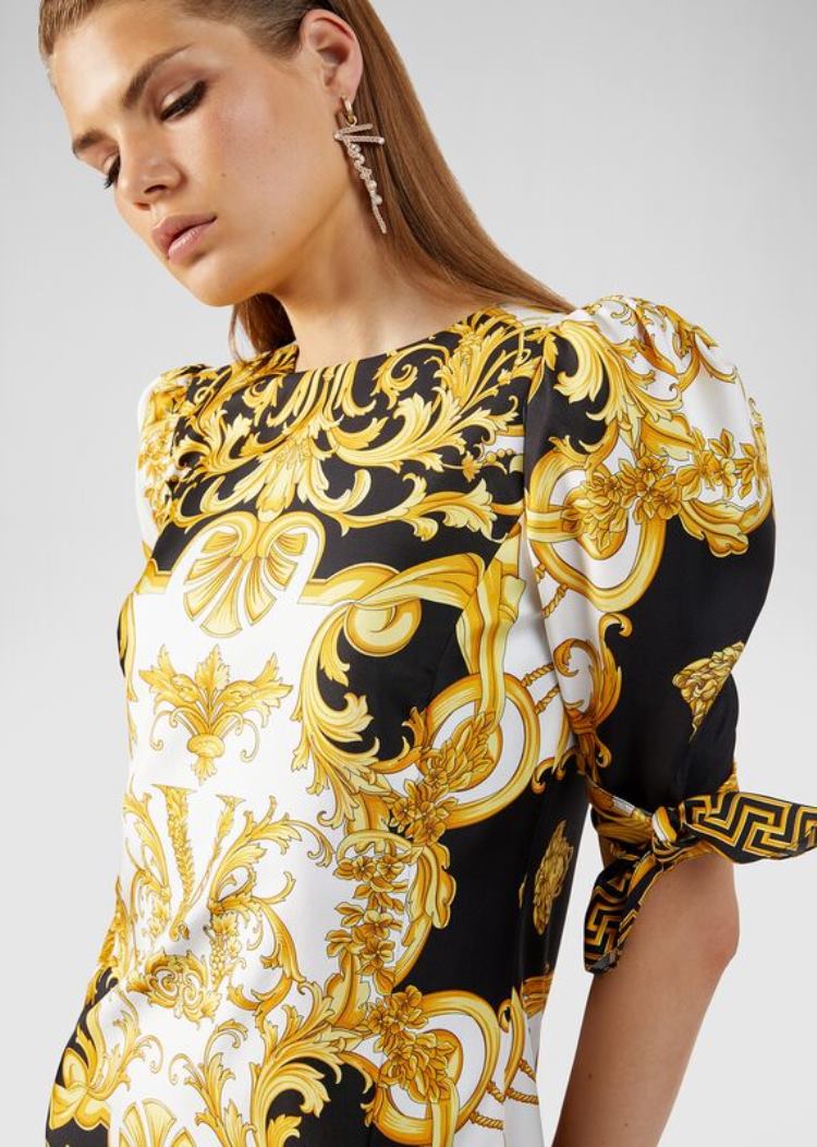 Sukienki Damskie Versace V Barocco Print Silk Sukienki Kolorowe | EXQ91UXFW