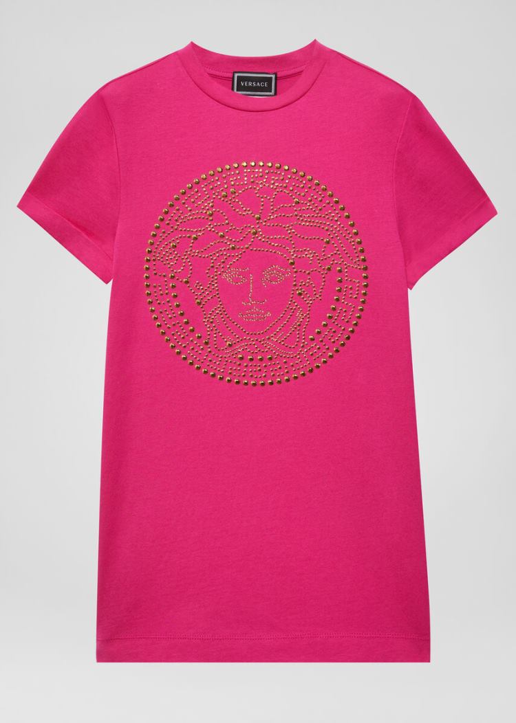 Sukienki Dziecięce Versace Young Studded Medusa T Shirt Sukienki Różowe | 7U0874Z1M