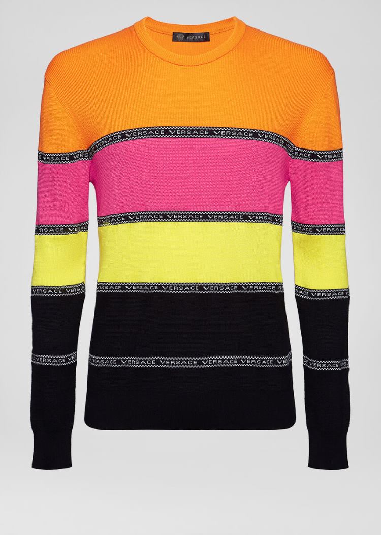 Swetry Męskie Versace Nastro Slim Fit Swetry Kolorowe | 8S6Z7A31R