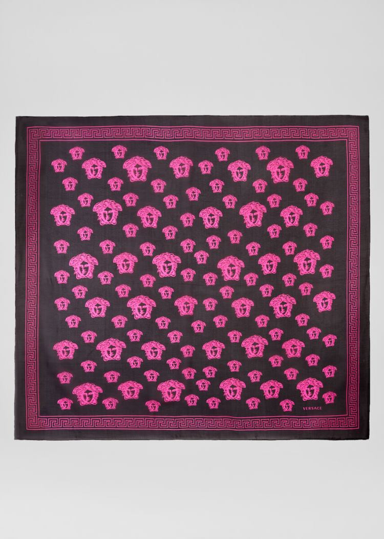 Szaliki Damskie Versace Medusa Silk Scarf Różowe Czarne | QMQ13BGFH