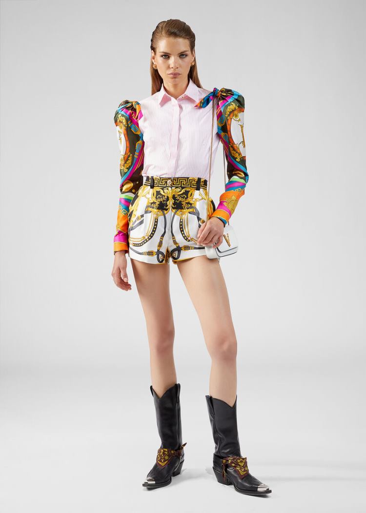 Szorty Damskie Versace Barocco Rodeo Print Silk Shorts Kolorowe | AOYJ6FLGH