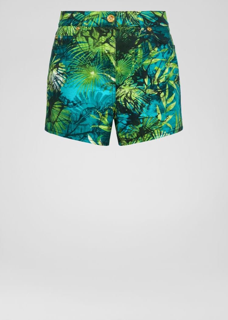 Szorty Damskie Versace Jungle Print Denim Shorts Kolorowe | XMT3CQ1KZ