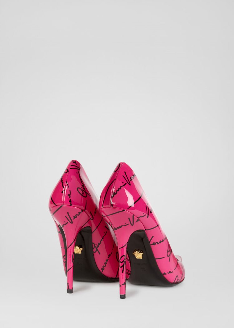 Szpilki Damskie Versace GV Signature Pumps Różowe Czarne | 02D4N1HH1