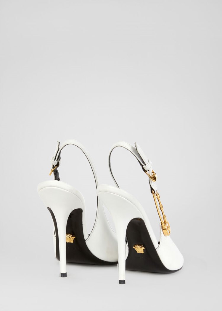 Szpilki Damskie Versace Ochronne Pin Pumps Białe | PNUWEXJ2L