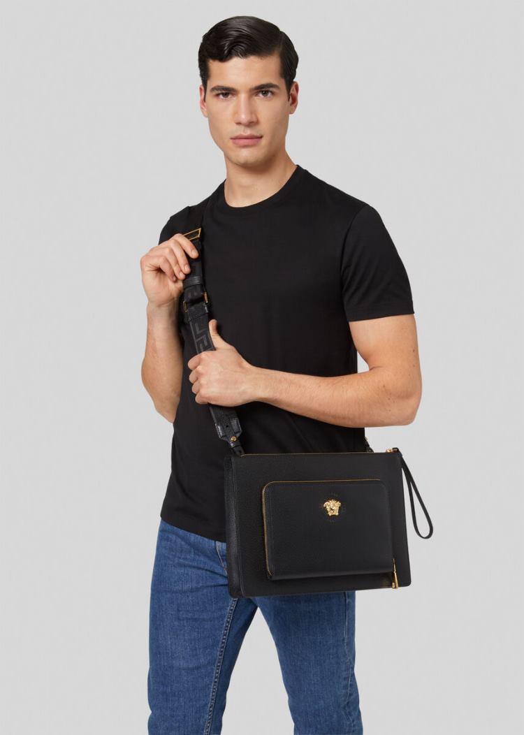 Torba Crossbody Męskie Versace Palazzo Crossbody Bag Czarne | MAGXEH7YI