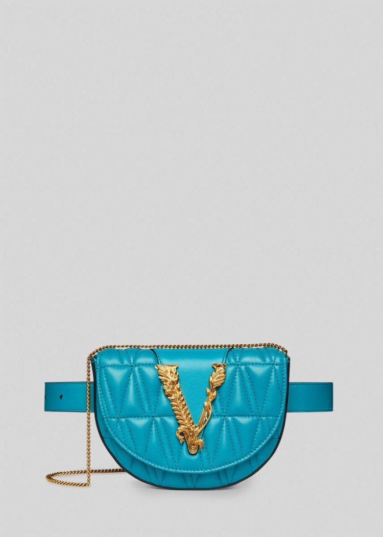 Torba Na Talię Damskie Versace Quilted Virtus Belt Bag Niebieskie | S6VO5T7FT